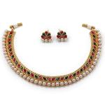 Jewels Gold Plated Traditional Green Choker Necklace Jewellery Set For Women/Girls