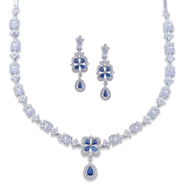 Rhodium-Plated Finish, Adjustable Chain, Push-Back Earrings – Ideal for Weddings, Parties & Special Occasions