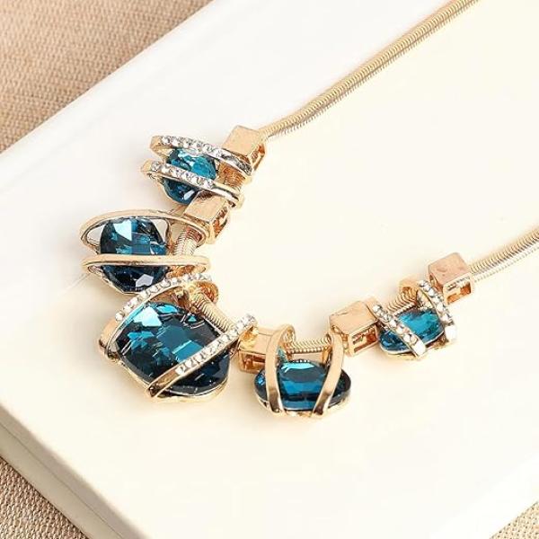 Latest Stylish Trendy Celebrity Inspired Designer Fancy Crystal Pendant Chain Necklace for Women and Girls