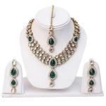 Blue Gold Plated Traditional Kundan Necklace Jewellery Set for Women