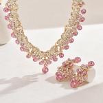 Stylish Design Fancy Wedding Party Crystal Diamonds Necklace Jewellery Set for Women