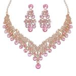Stylish Design Fancy Wedding Party Crystal Diamonds Necklace Jewellery Set for Women