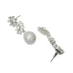 Rhodium-Plated with Silver-Toned Floral Design White American Diamond Studded Jewellery Set