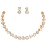 Silver Toned White American Diamond Studded Necklace With Earring Jewellery Set For Woment and Girl