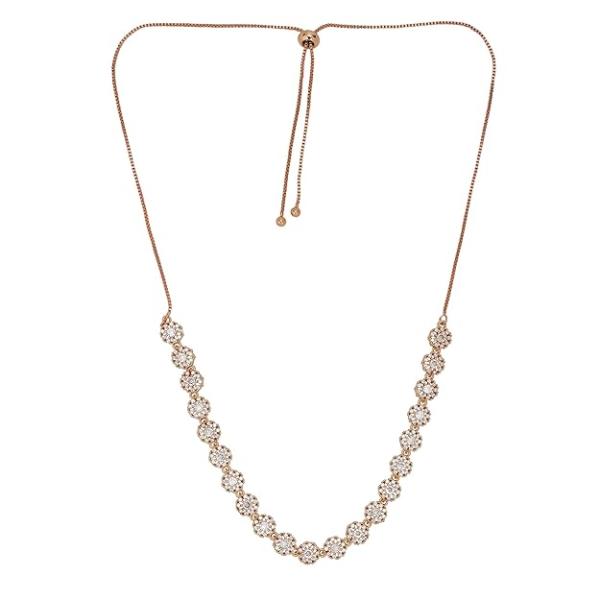 Silver Toned White American Diamond Studded Necklace With Earring Jewellery Set For Woment and Girl