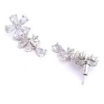 Silver Toned White American Diamond Studded Flower Shaped Jewellery Set For Girls and Women